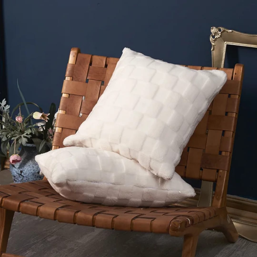 Plush Flocking Cushion Cover 1pc