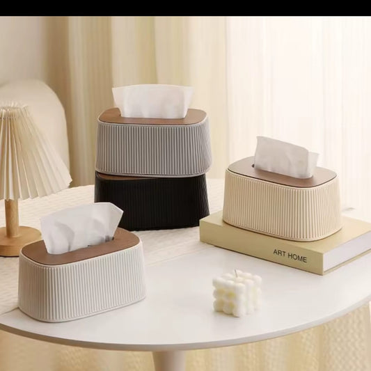 Wooden and Plastic Striped Serviette Holder