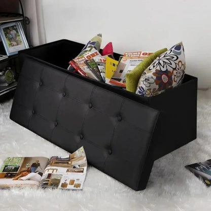 Foldable Ottoman Leather Storage Seat Sofa Box