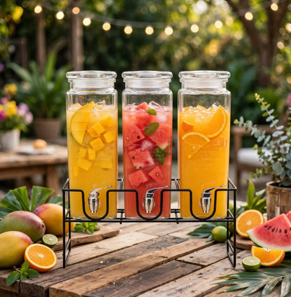 2.3L Each Triple Glass Juice Dispenser Set
