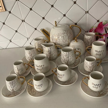 28pcs tree tea set with gold touch