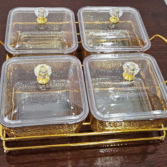 4 in 1 Heavy glass sugar dish snack set