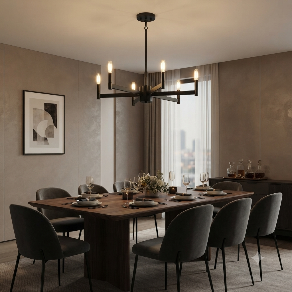 Matte Black MultiArm Chandelier