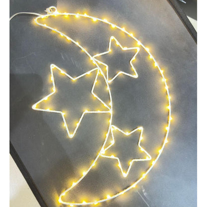42cm Christmas Crescent Moon With 3 Stars Fairy Light