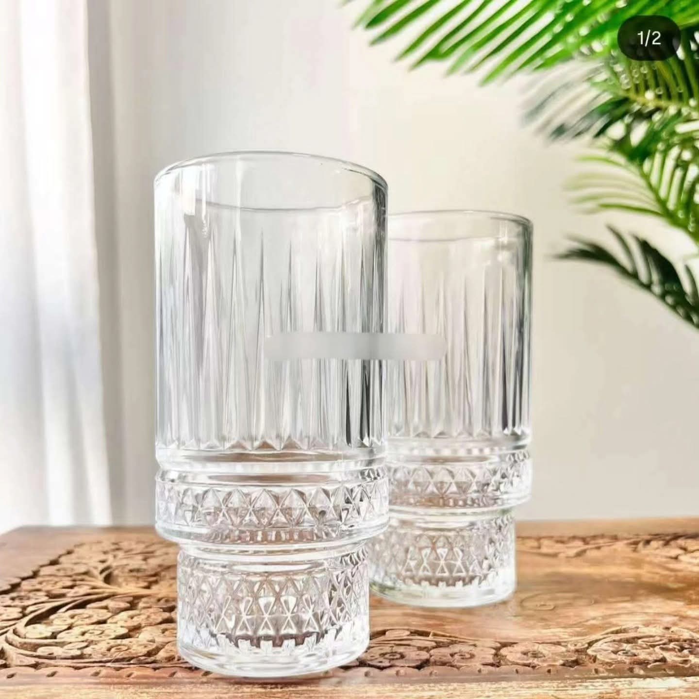 6Pcs ribbed juice milk glasses