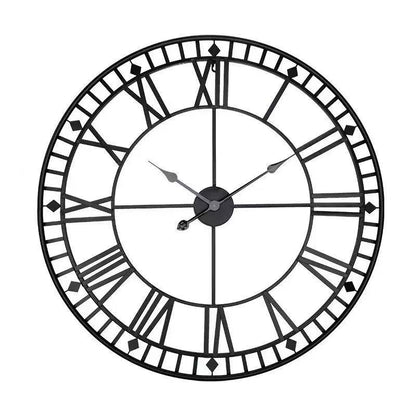 Large Roman Numeral Metallic Wall Clock 60cm