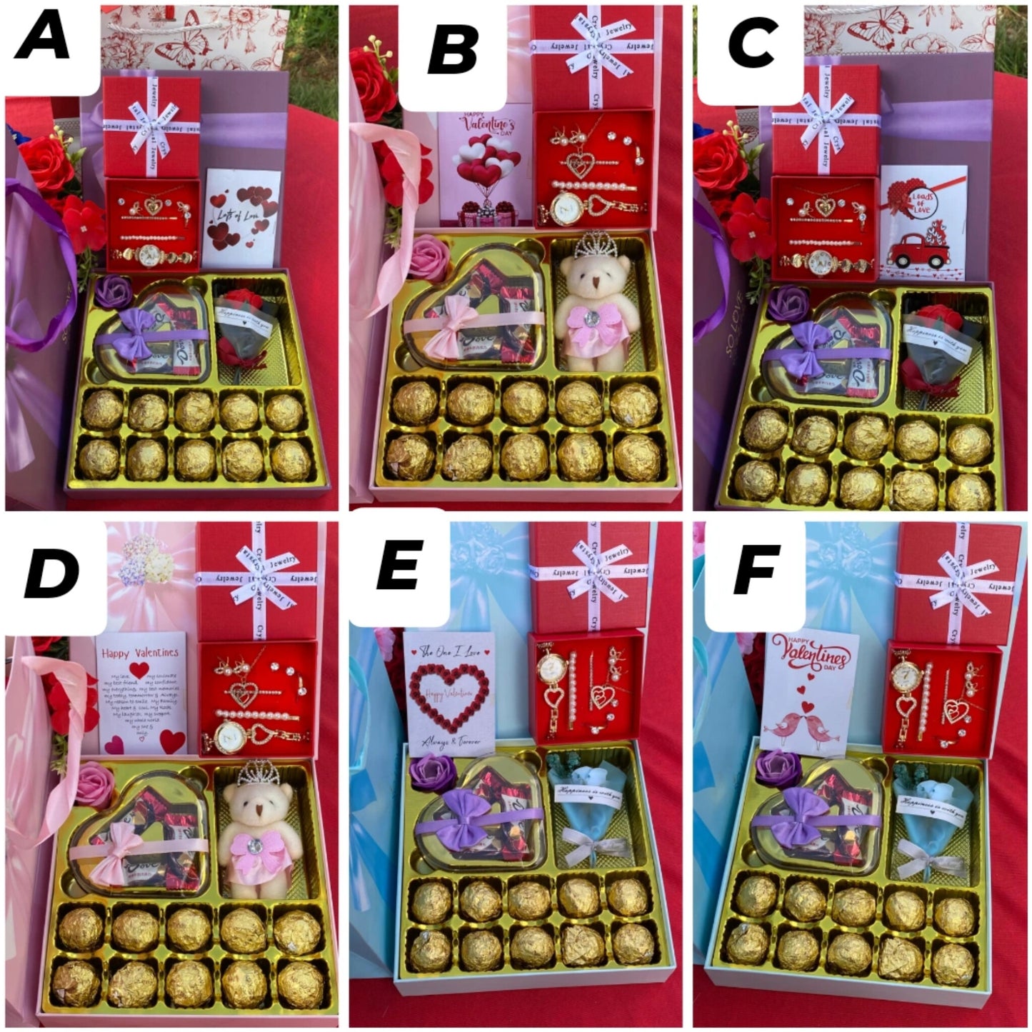 Ladies Valentine Jewelry and Chocolate  Gift Set