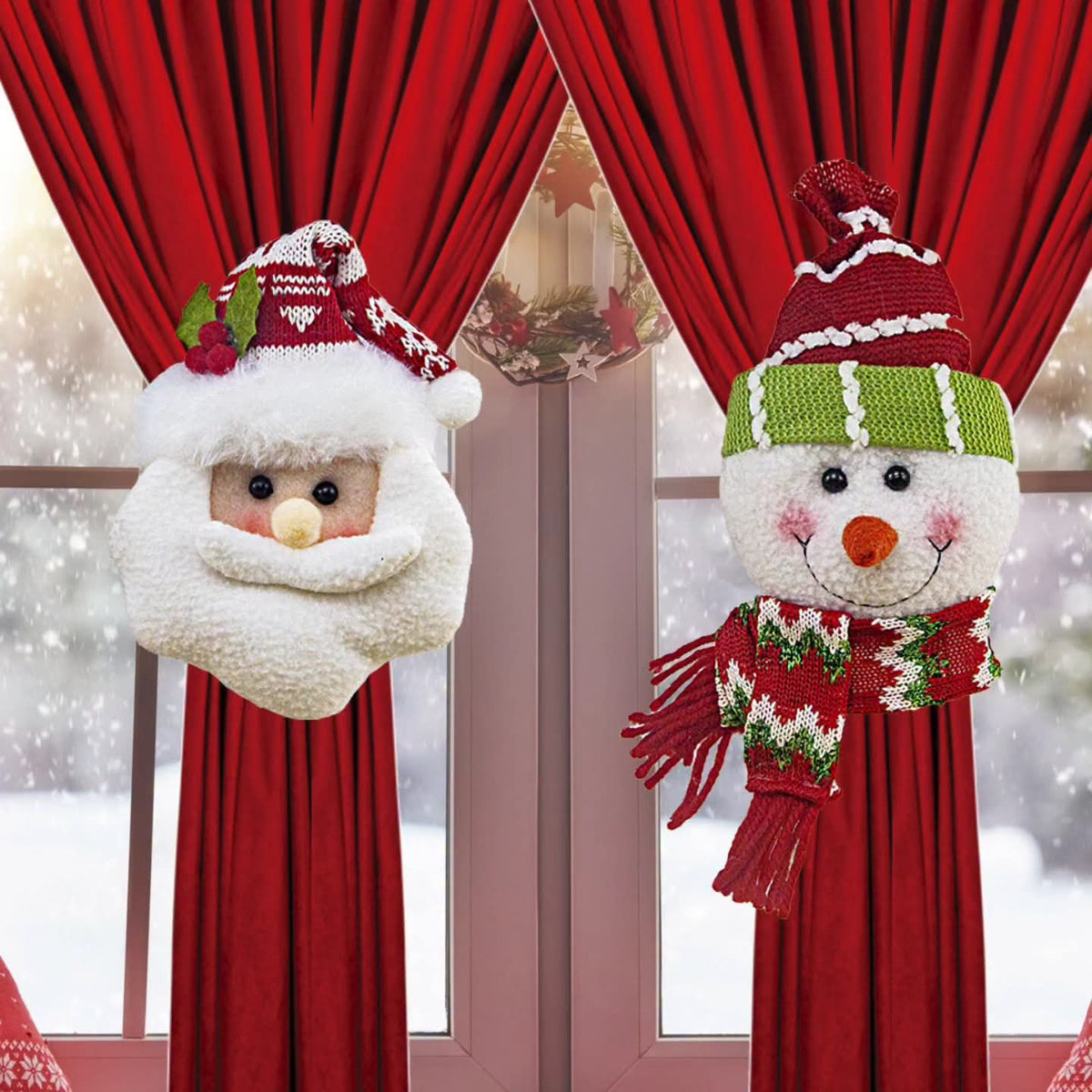 Pair Christmas Curtain Tie Backs