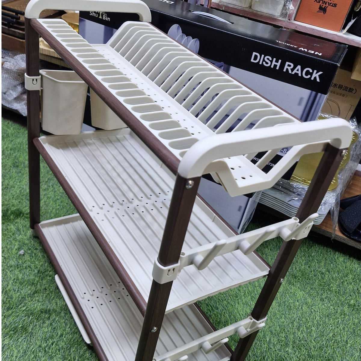 3 Tier Aluminum Dish Drying Rack With Drainer