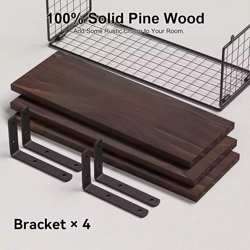 Pine wood floating shelves