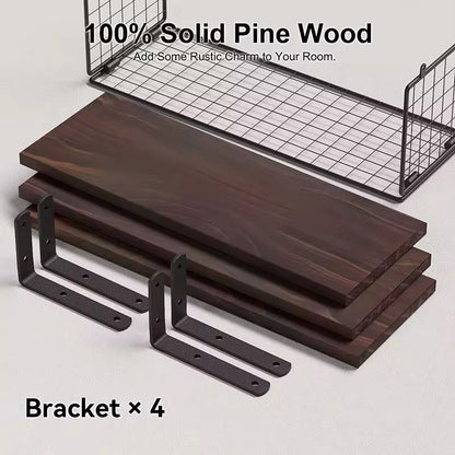 Pine wood floating shelves
