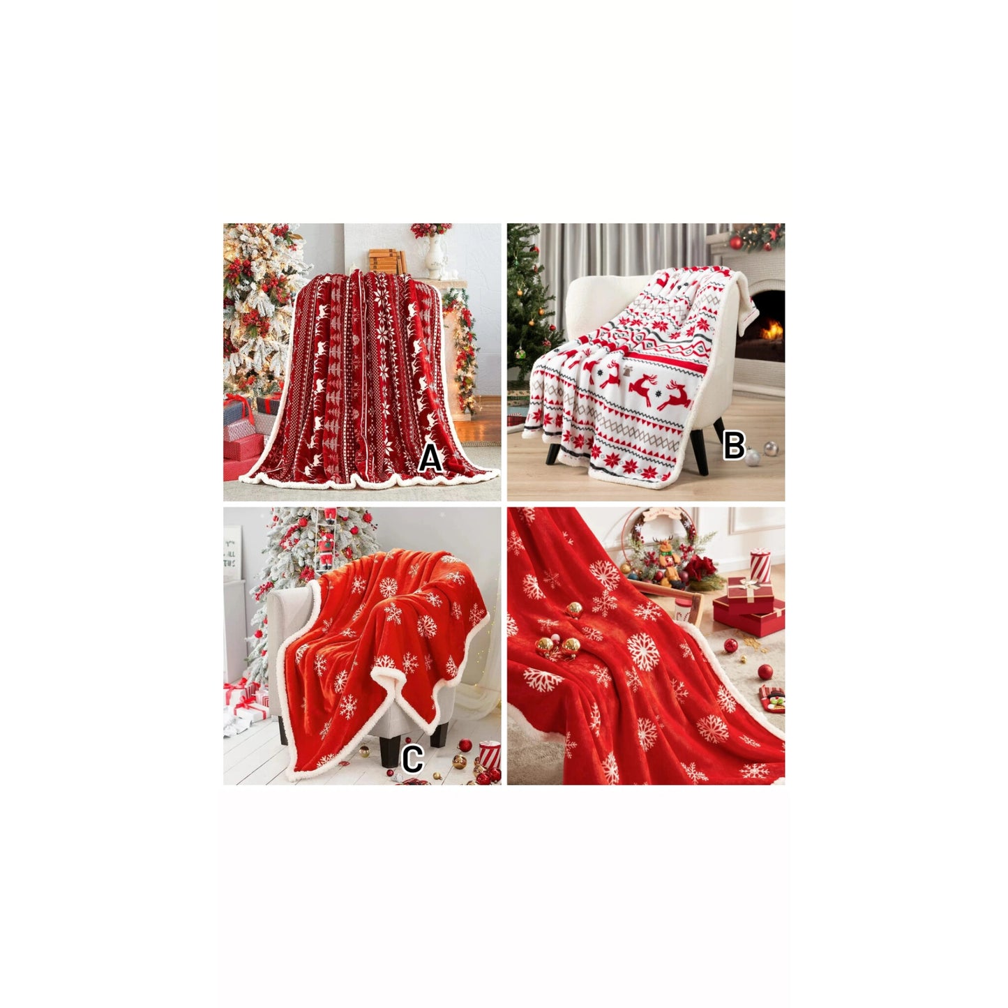 Double layer fleece Christmas throw blanket