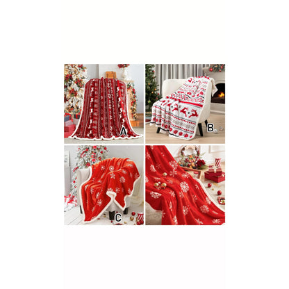 Double layer fleece Christmas throw blanket