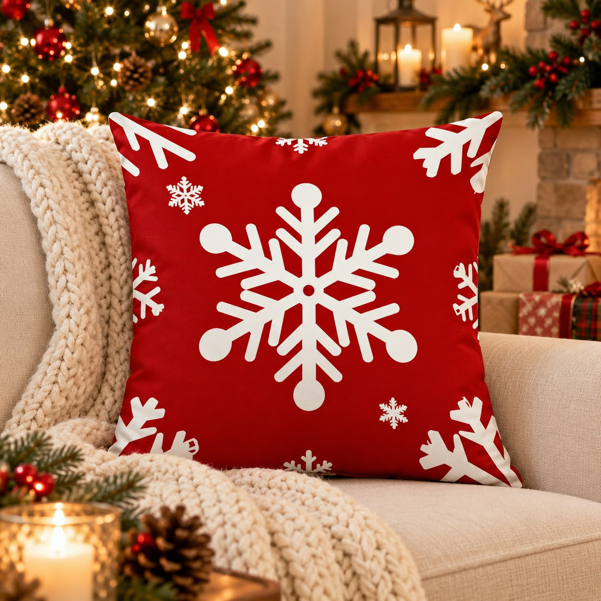 4Pc Set Christmas Cushion Cover 45x45Cm