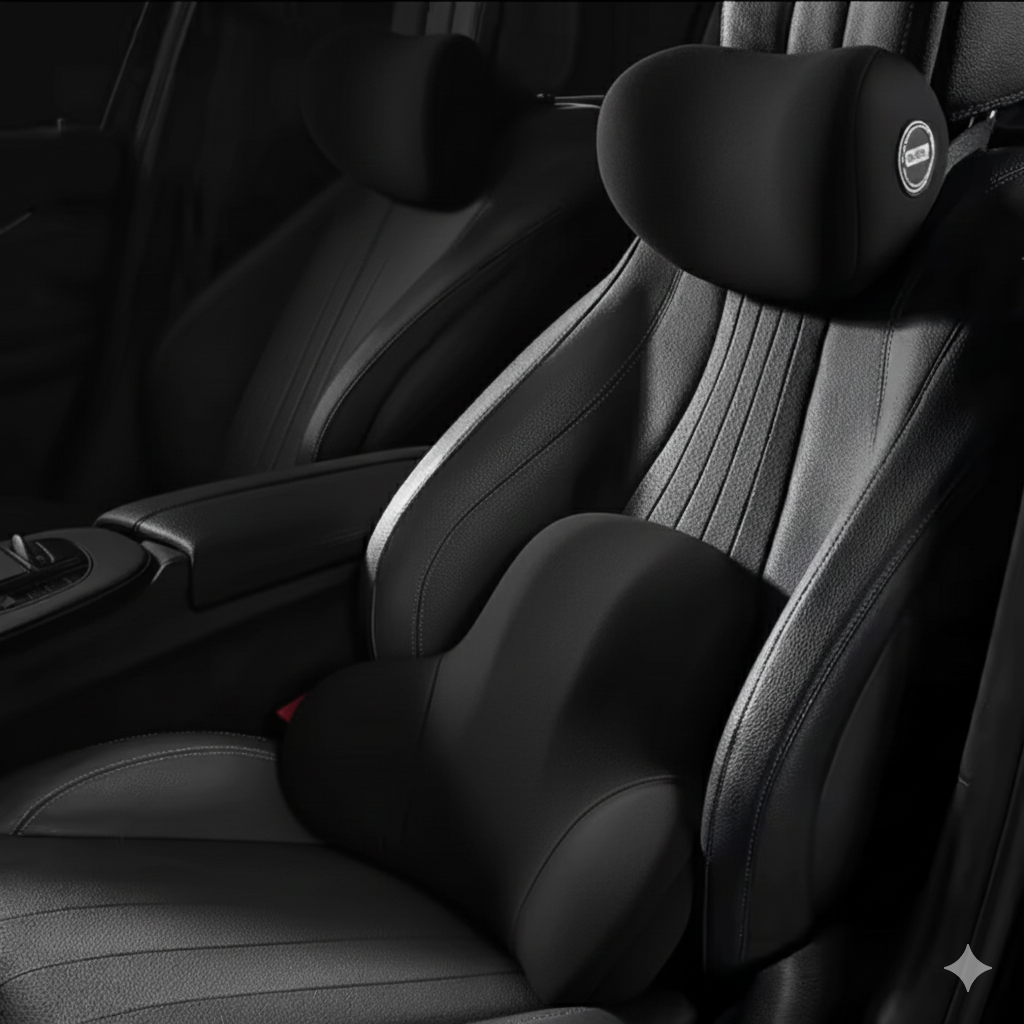 Memory Foam Car Headrest and Lumbar Support Set