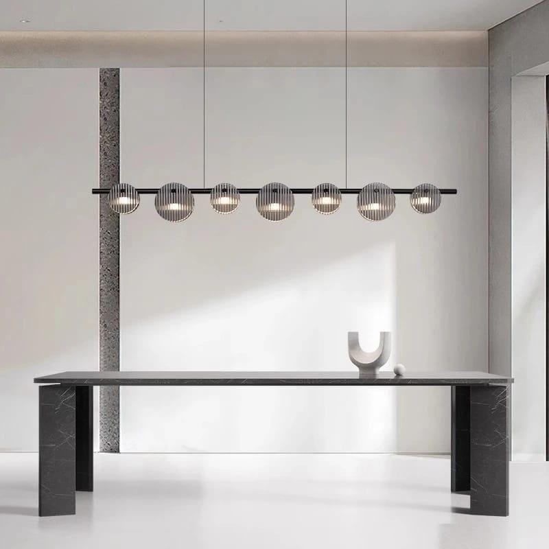 Black Linear Glass  Chandelier Light