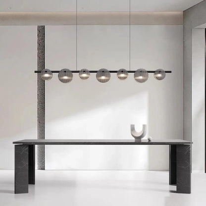 Black Linear Glass  Chandelier Light