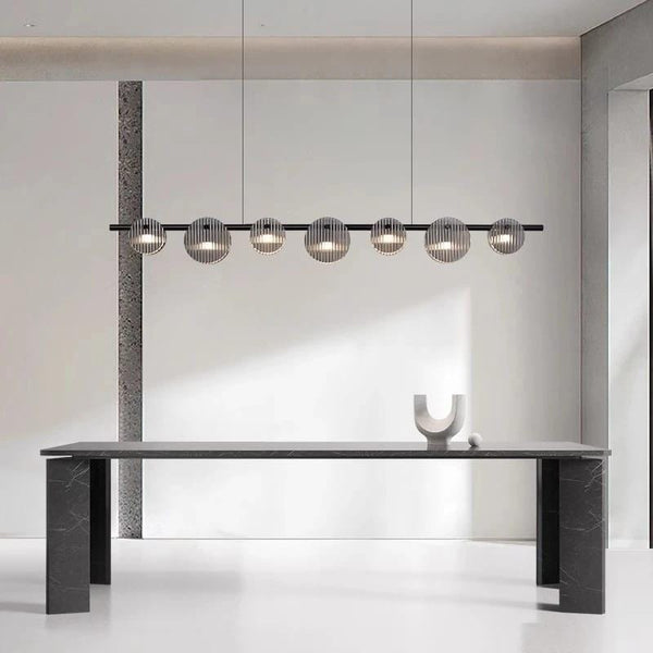 Black Linear Glass  Chandelier Light
