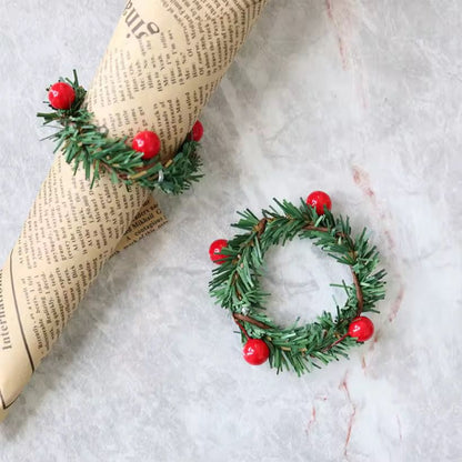 6pcs Christmas Pine Napkin Rings Christmas