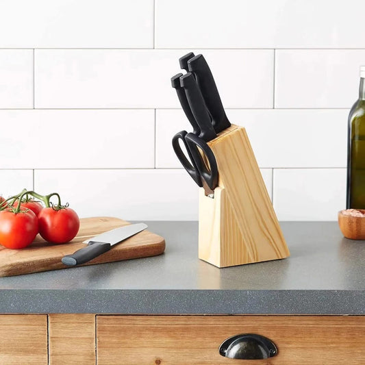 6 Slot bamboo knife block