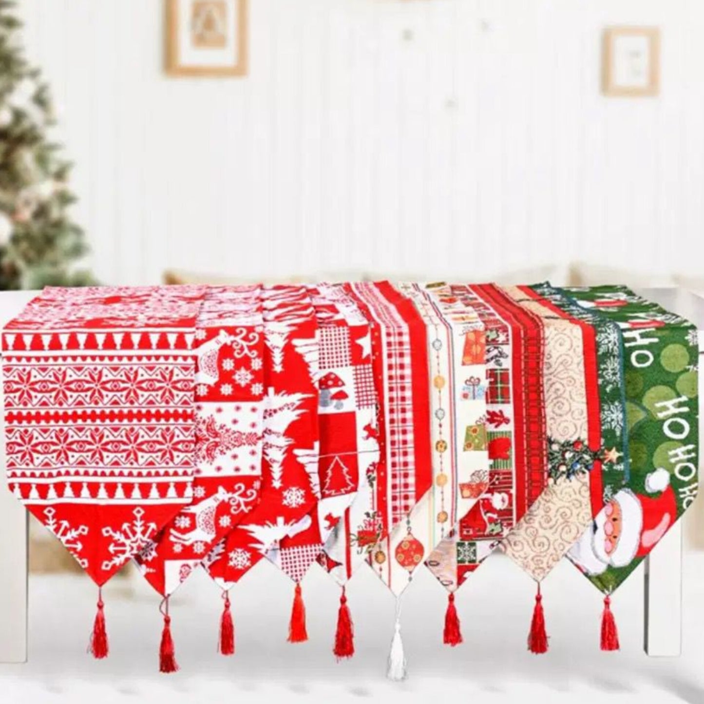Christmas Knitted  Tablecloth Runner