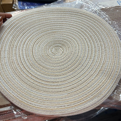 6 pcs Round Table Mat Woven Ramie Placement anti slip dining table mats.