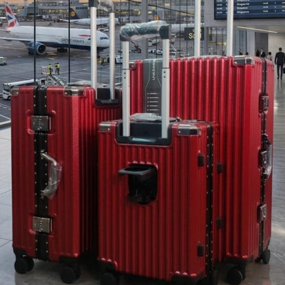 3PC Set Unicross Aluminium Zipless Suitcase With Cup Holder |Size 30