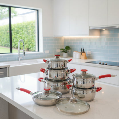 12-Piece Heavy Duty Stainless Steel Cookware Set 