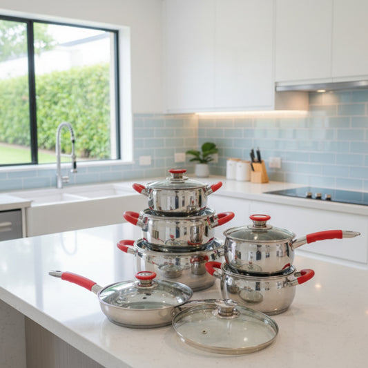 12-Piece Heavy Duty Stainless Steel Cookware Set 