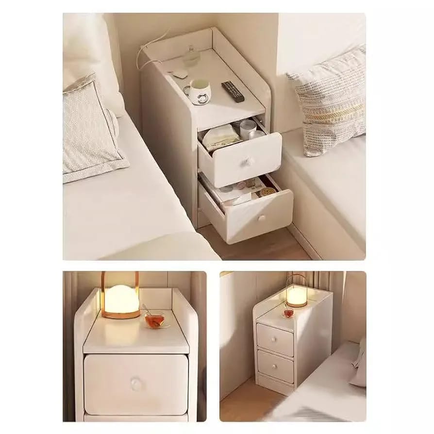 Wooden bedside table with drawer
