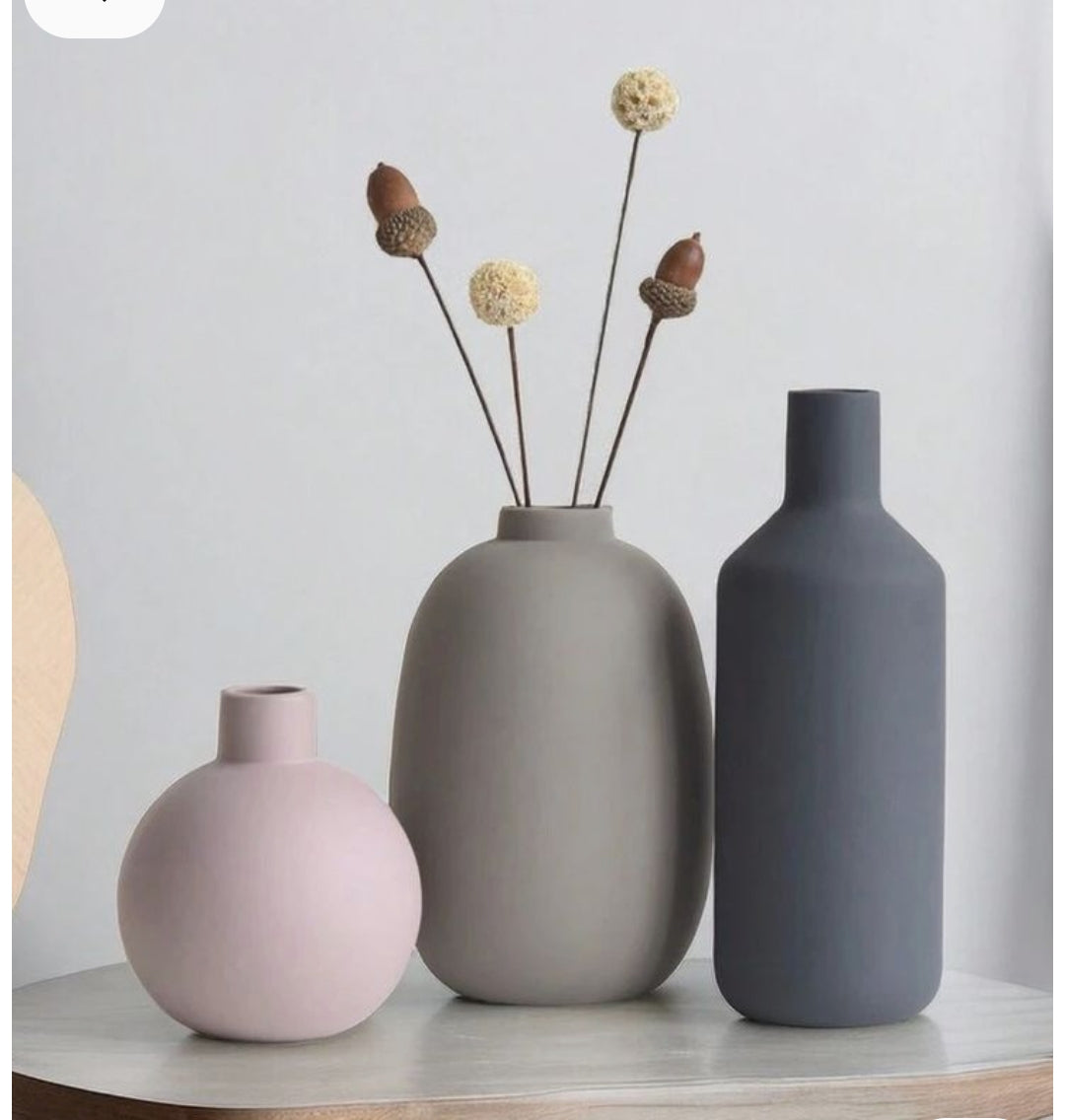 3Pc Morandi Ceramic Vases gha