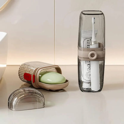 Travel soap dish & toothbrush holder set