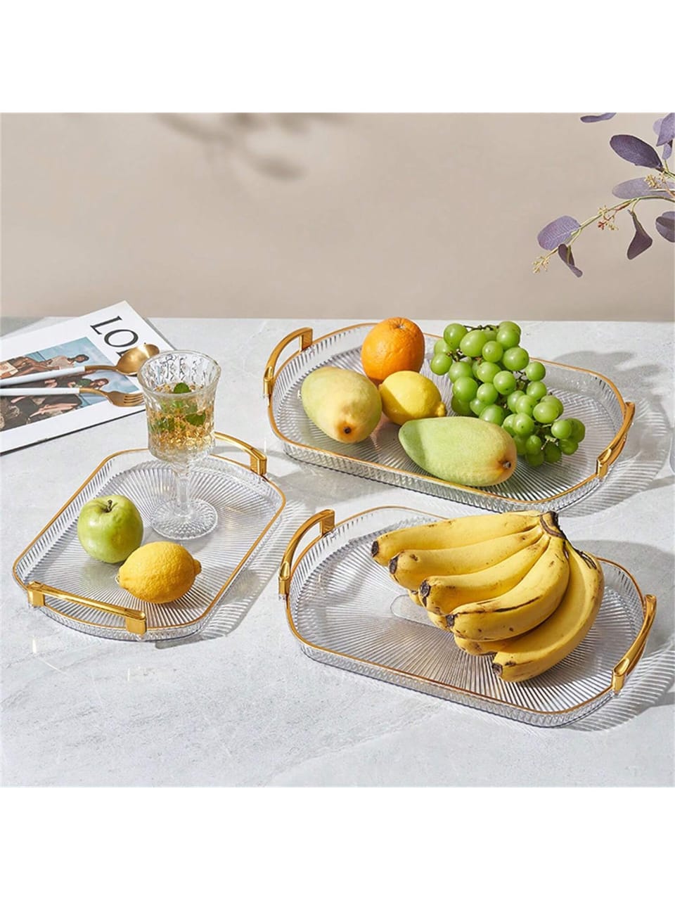 3 pcs rectangular tray fruit