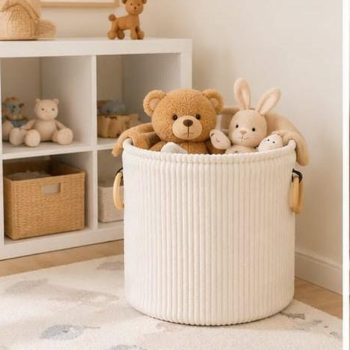 Velvet Corduroy Laundry Basket