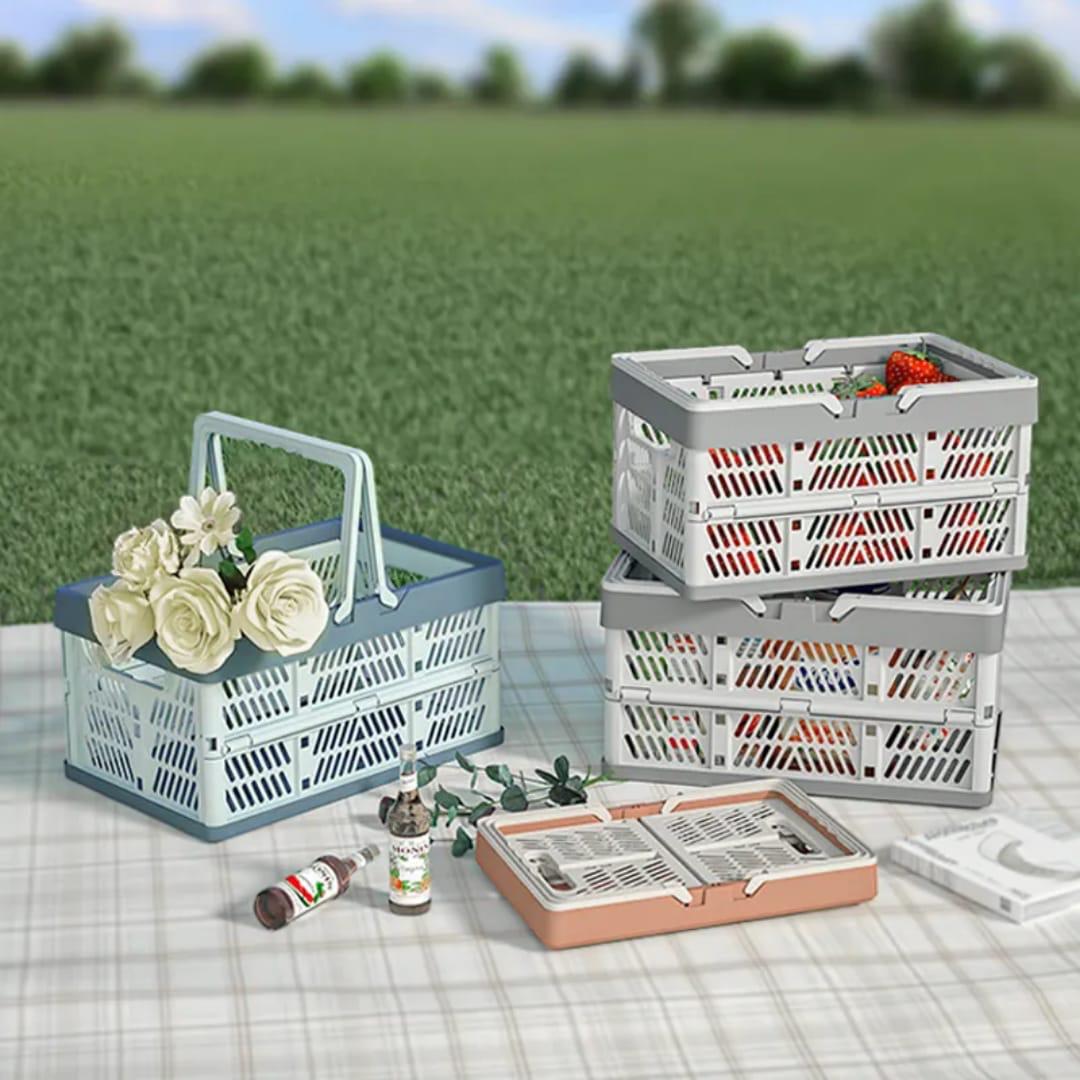 Large foldable /collapsible multifunctional stackable basket with handles