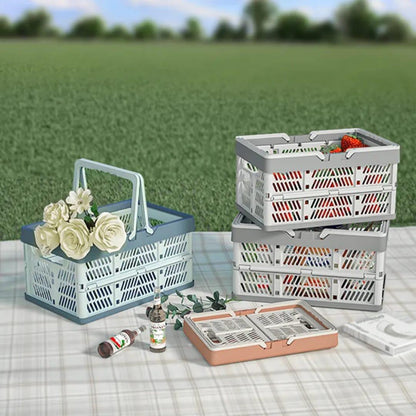 Large foldable /collapsible multifunctional stackable basket with handles