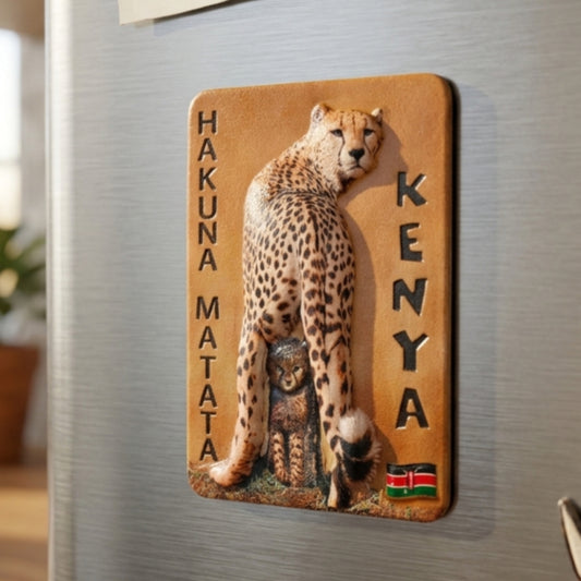 Kenya Cheetah and Cub Souvenir Fridge Magnet