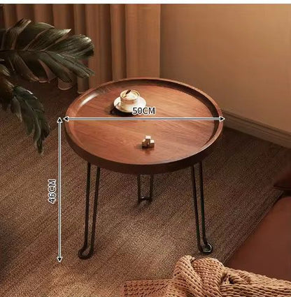Round Wood and Metal Side Table Gha
