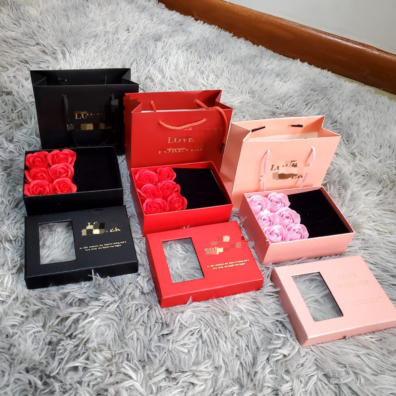 Jewelry Gift Package Set Box With Artificial Roses