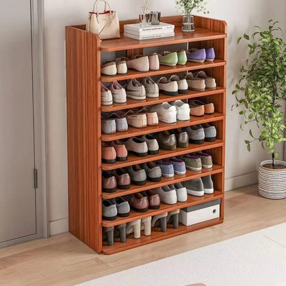 Entryway wooden shoe rack