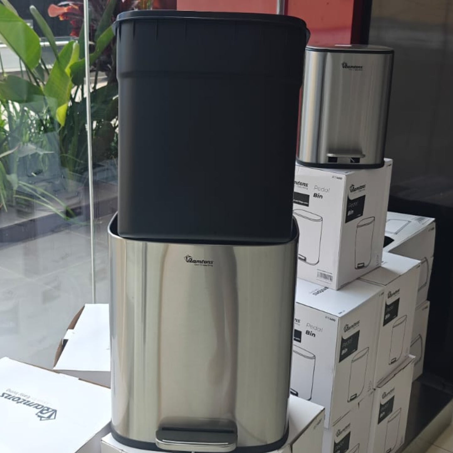 Stainless Rectangular Pedal Bins With Inner Bucket