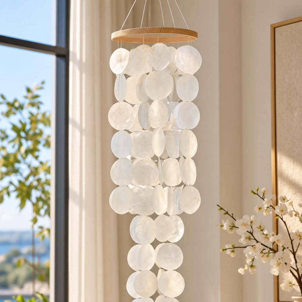 Shell Wind Chime Made of Real Capiz Shells