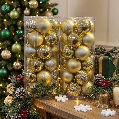 24Pc 8cm Gold Christmas Decor balls Set