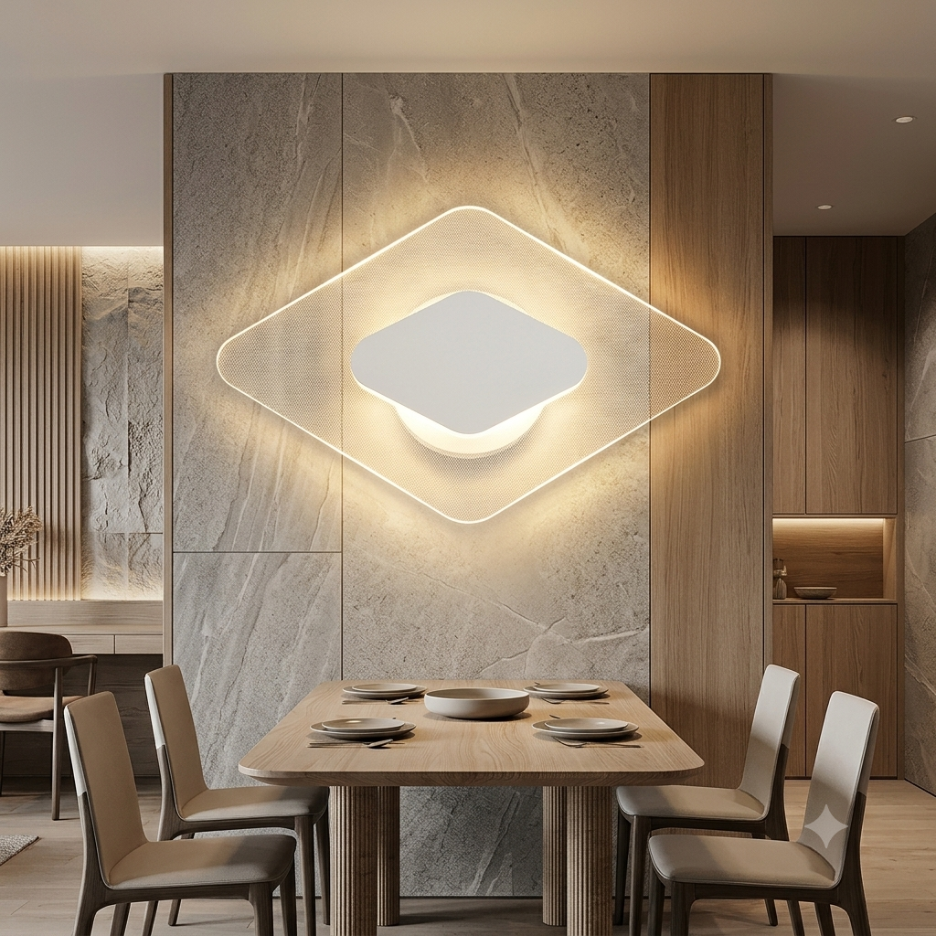 Diamond Shape LED Wall Light WH 011Q GF X4 07 DL