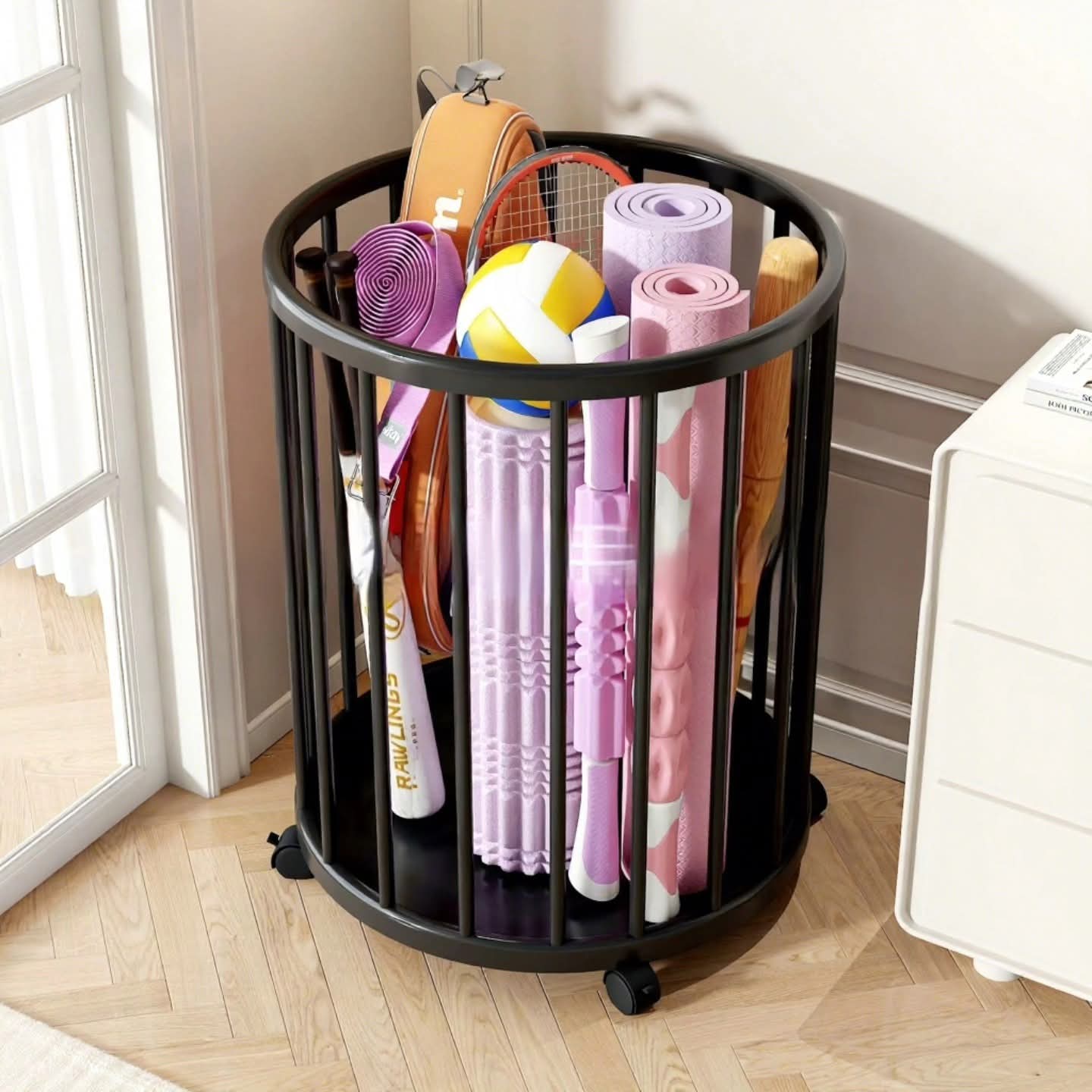 Multifunctional Laundry and Toy Storage Basket with Metal Frame