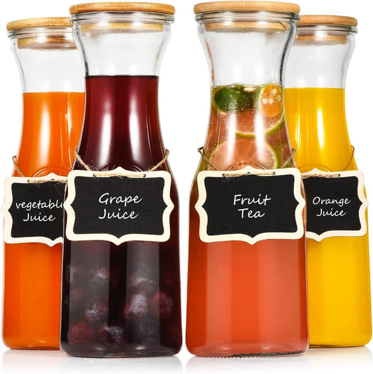 4 Glass Carafe Pitchers Juice Bottles