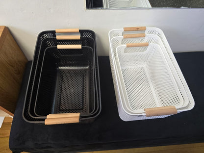 3pcs mesh plastic storage baskets