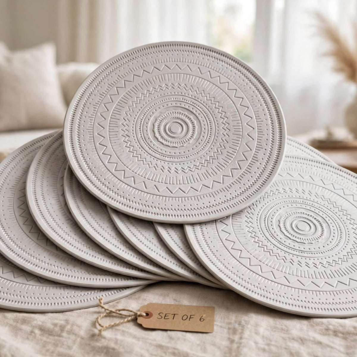 6pcs Embossed PU leather Round Placemats