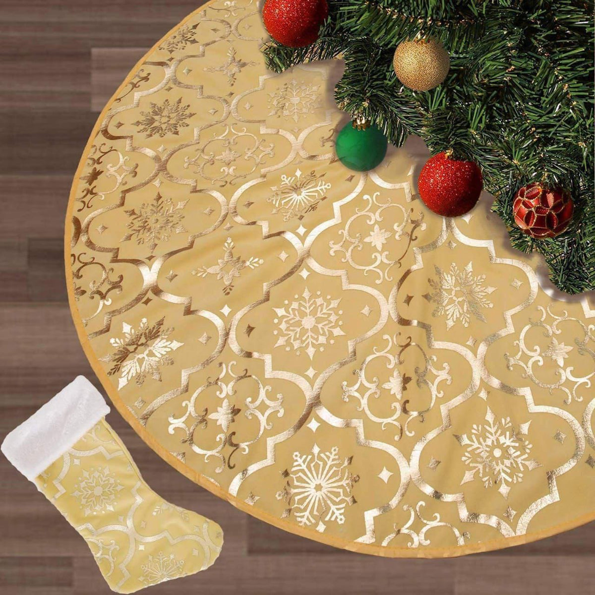 Christmas Tree Skirt And Stocking Set