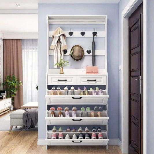 Multi-Function Hallway Shoe Cabinet with Coat Rack